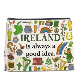 UPNEGE Makeup Bag Ireland Gifts, Irish Gifts for Women, Gifts for Ireland Lover, Ireland Is Always a Good Idea Cosmetic Bag Zipper Makeup Pouch