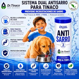 Sistema Dual Antisarro Dr. Tinaco | Previene Incrustaciones de Sarro | Para Tinacos de 450L a 1100L | Protección Hasta 3 Meses