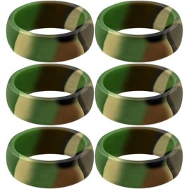 Set of Two (2) Camo Silicone Rings Size 8 - Engagement Wedding Replacement Band for Active and Workout Lifestyles Military Camoflauge
