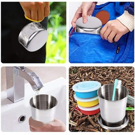Zerodis S/M/L Stainless Steel Collapsible Travel Cup Portable Outdoor Camping Travel Folding Cup Retractable Collapsible Cup (S)