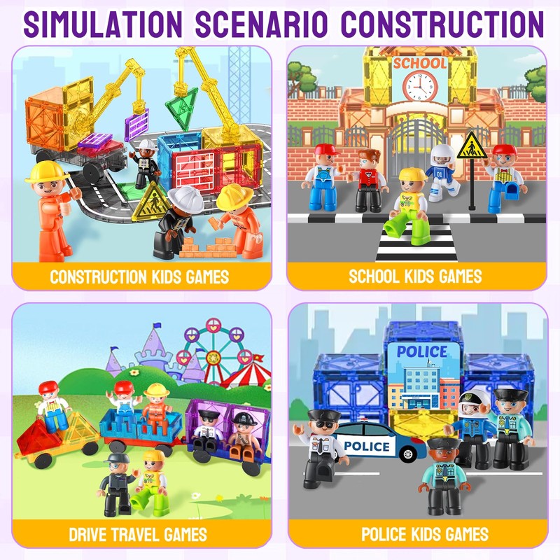 Large Magnetic Figures,15 PCS Community Figures Set, 2.75" Magnet Play