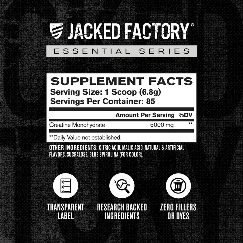 Jacked Factory Creatine Monohydrate Powder 425g - 5g Daily Creatine