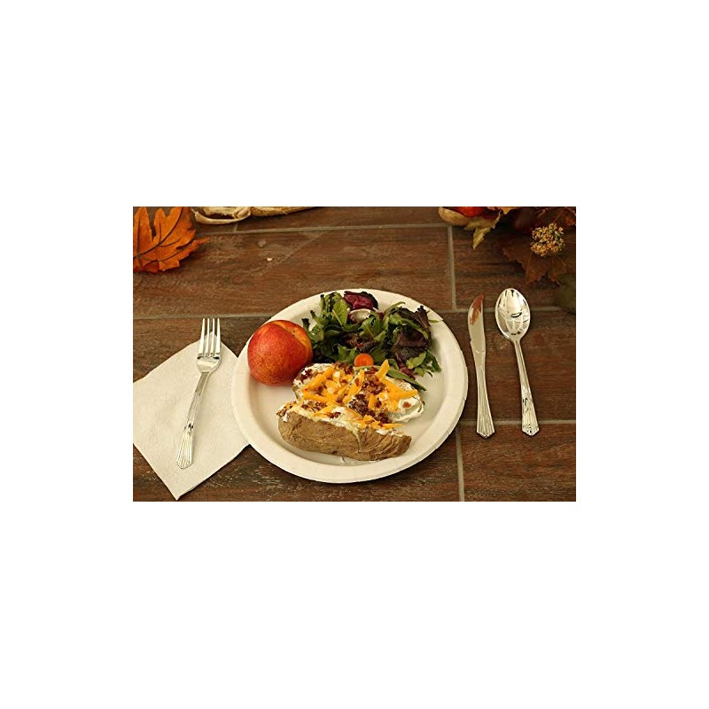144 Heavy Duty Silver Plastic Cutlery Set - 48 of