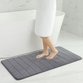 Homaxy Memory Foam Bathroom Bath Mat, Absorbent Non-Slip Bath Mat, Washable Bath Mat – 61 x 120 cm, Dark Grey