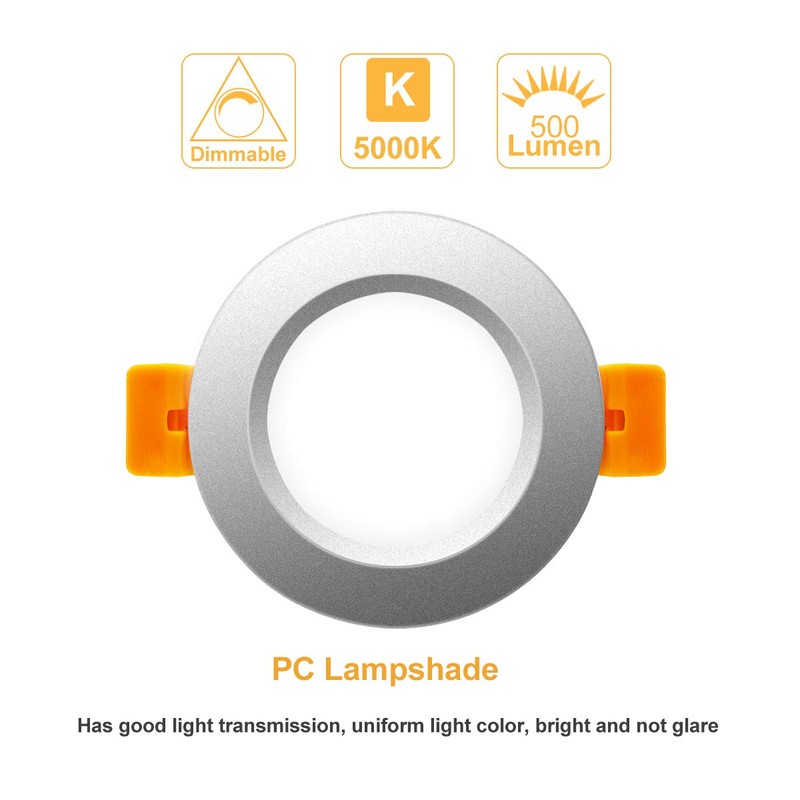 YGS-Tech 3 Inch LED Recessed Lighting, Dimmable Downlight 5W(40W Halogen