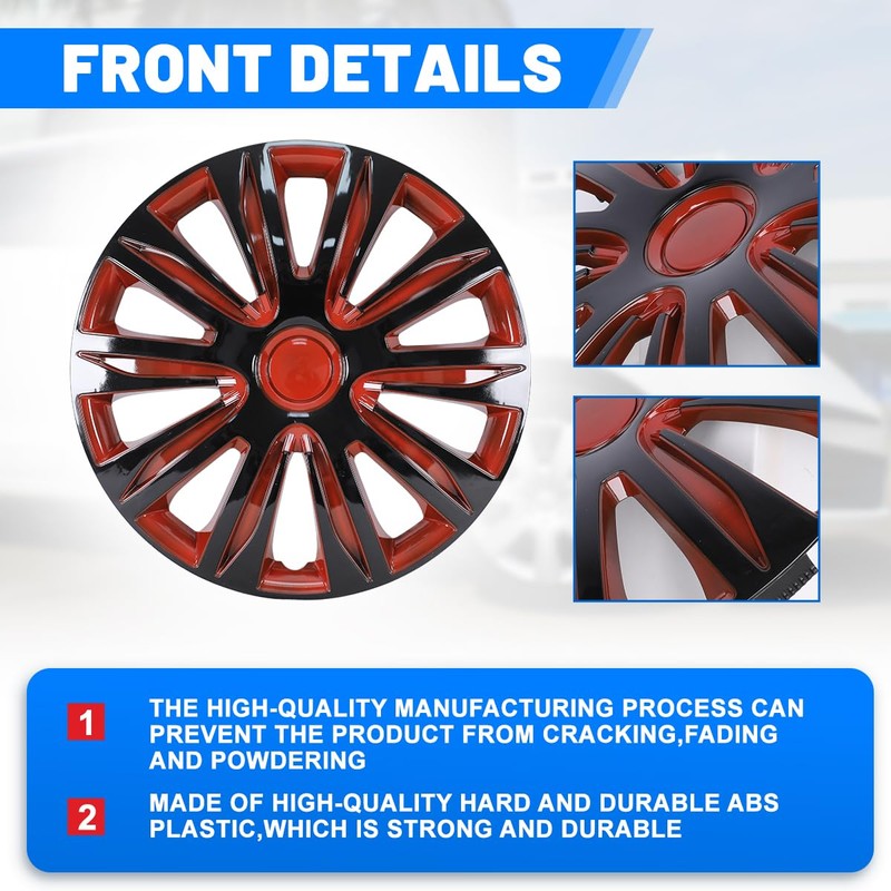 AUTOWIKI 15" Wheel Rim Covers Universal Hubcaps, Hubs Snap on