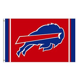 Yerchic Bills Flag Buffalo Red Banner 3 * 5ft for Sports Fans Garage Indoor Room Man Cave Wall Decoration Durble Polyester Tapestry