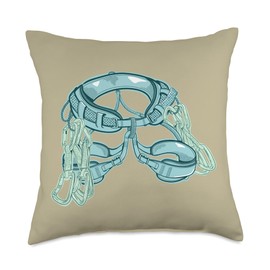 Sport climbing harness and Quickdraws Throw Pillow