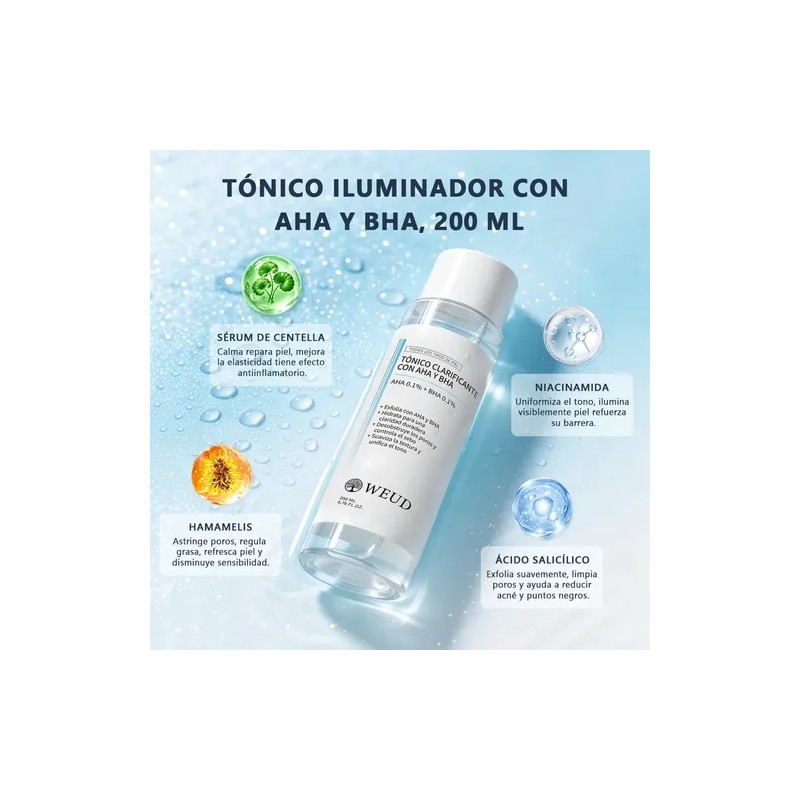 Tónico Aha Bha Niacinamida Exfoliante Minimiza Poros 200ml