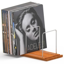 KORRTFID Vinyl Record Storage Holder Stand for 70 LPs, Solid Sapele Wood Vinyl Record Display with Now Playing Stand, Albums Holder for Albums Storage Organizer (Sapele Wood)