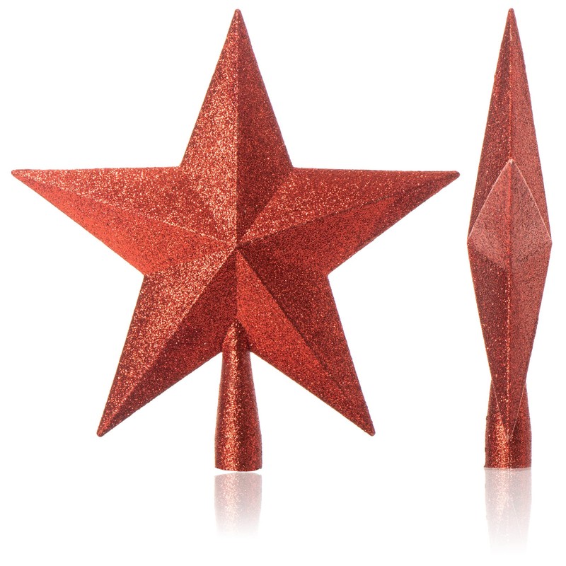 com-four® Christmas Tree Topper in Star Shape, Red Star for