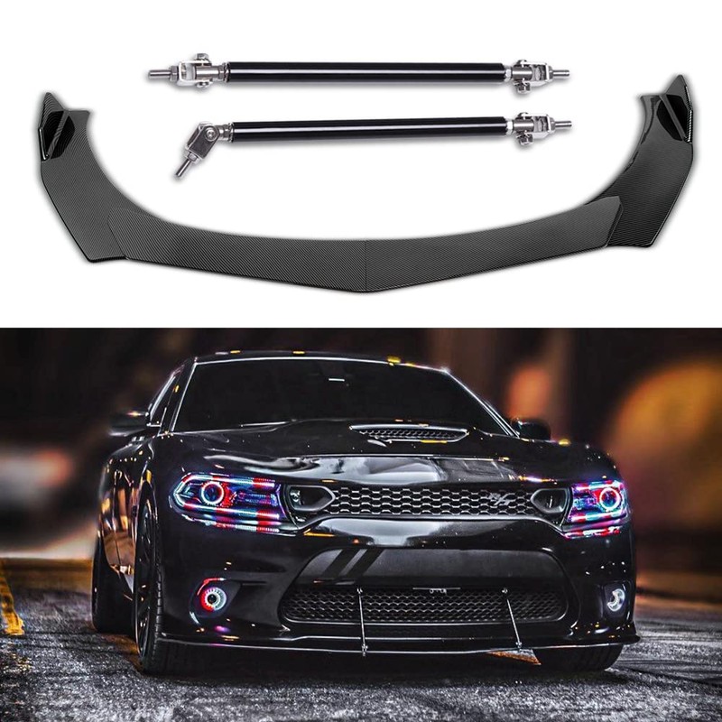 DREAMIZER Universal Front Bumper Lip Strut Rod Spoiler Wing Wide