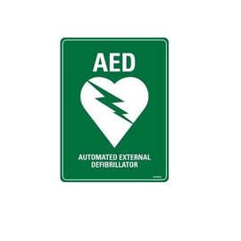 AED Green Automated External Defibrillator Sticker , 18" x 12"
