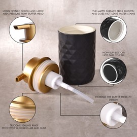 LALA DOLCE Foam Dispenser - Hand Pump Dispenser Beige Foaming Soap Dispenser Ceramic Dish Liquid Dispenser for Kitchen Bathroom Hand Wash Bottle (13.5oz/400ml Pink)