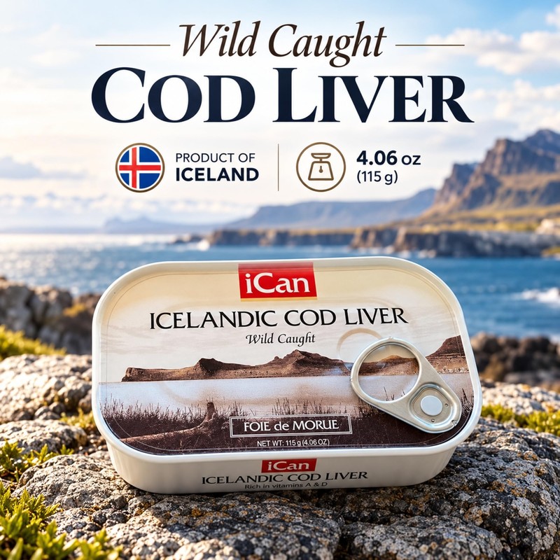 Ican Icelandic Wild Cod Liver in Own Oil, 4.06 oz