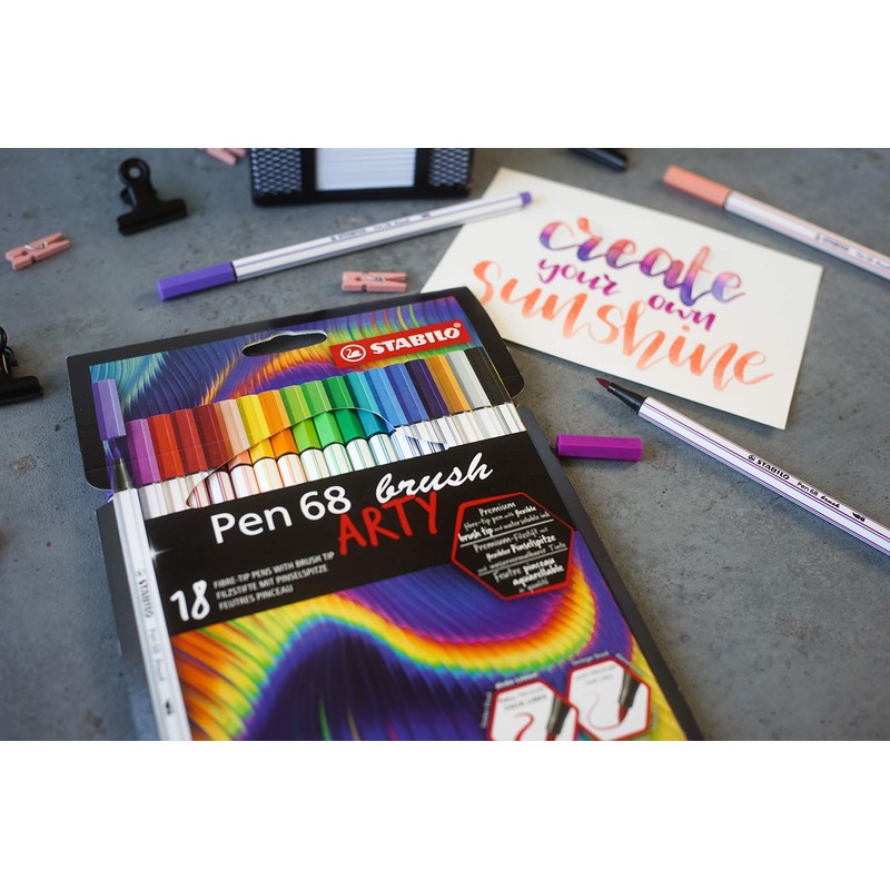 Premium Fibre-Tip Pen - STABILO Pen 68 brush ARTY Wallet