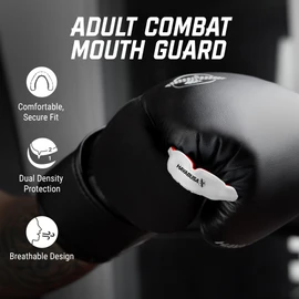 Hayabusa Protector bucal de deportes de combate para jóvenes y adultos - Blanco/Rojo, Adulto