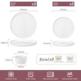 Herogo 24 Pieces Dinnerware Dishes Set for 8, Handmade Stoneware Dining Plates and Bowls Sets, Double Reactive Glaze, Microwave & Dishwasher Safe, Scratch Resistant, Pearl White