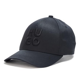 HUGO, Block Logo Baseball Hat, Black Leather, One Size