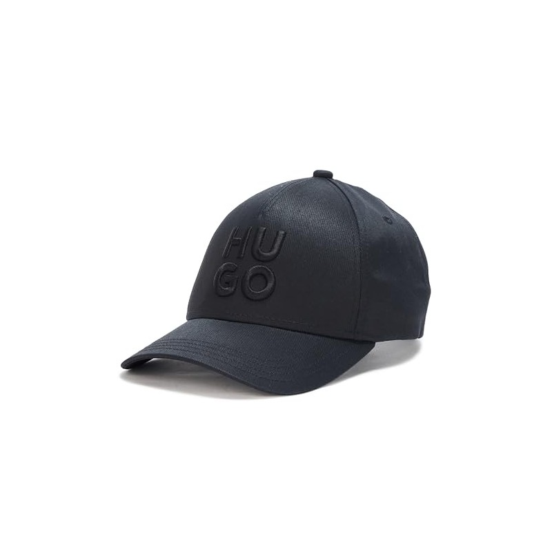 HUGO, Block Logo Baseball Hat, Black Leather, One Size