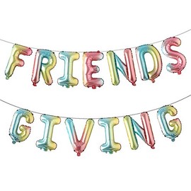 16 Inches Tall Multicolor Foil Balloons"Friendsgiving" Banner Letter Party Decorations,Fall Theme Friends Party Decor and Party Backdrop (Friends Giving Rainbow)