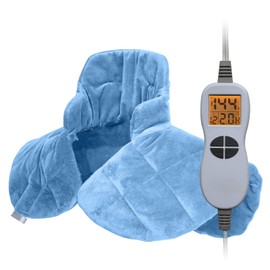 2024 Ruqiji 19" x 24" Super Soft Microfiber Weighted Neck&Shoulder Heating Pad, 2.5lbs with 12 Temperature Settings&4 Optional Heating Time Settings with Countdown Display(Light Blue)