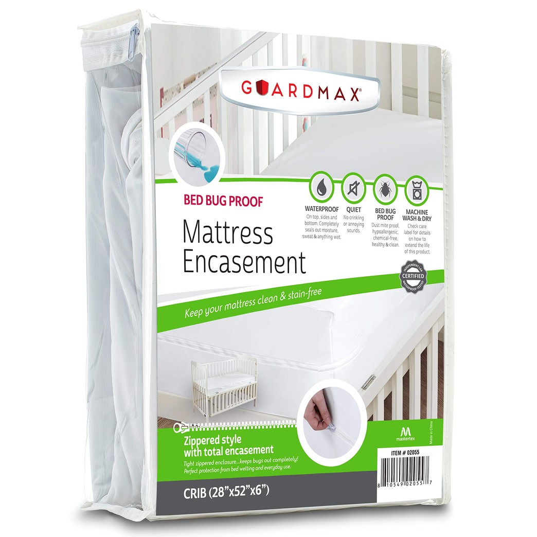 Guardmax Crib Mattress Protector Waterproof - Zippered Proof Zippered Encasement Cover, Healthy and Noiseless for Baby & Toddler (Crib Size - 28x52x7)