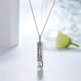 Feijiesi Tree of Life Urn Necklace 925 Sterling Silver Vintage Cremation Urn Necklace for Ashes Cremation Jewelry Gifts for Women