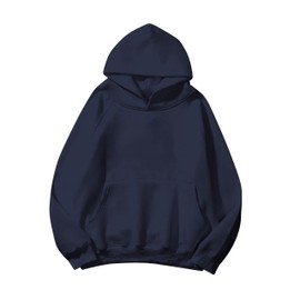 SAFRISIOR Oversized Hoodies for Women and Men Couples Fleece Basic Solid Hooded Sweatshirt Pullover Jackets Navy