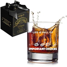 Pokolllee Life is Full Of Important Choices Wine Glass Gifts for Golfer, Happy Retirement Gifts for Golf Lover Husband Dad Grandpa, Birthday Gifts for Golfers Sports Player Men Boss Employee