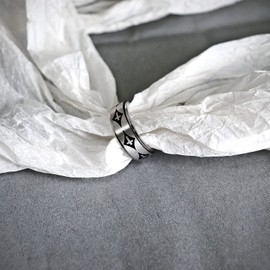 COLORFUL BLING 8MM Stainless Steel Anxiety Ring Fidget Spinner Rotating Cross Ring Stress Relieving Christian Prayer Religious Jewelry for Women Men Size 6-13-6