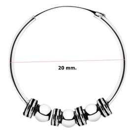 ENTREPLATA Paar Creolen aus 925er Sterlingsilber, Unisex, Ethnische Tribal, handgefertigt, Kreolen, Silber, zwei Bali-Creolen, Modell 4, 20 mm