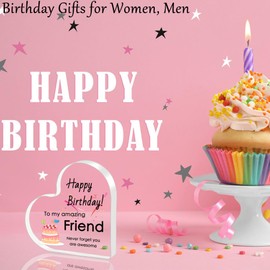 Birthday Gifts for Women, Men, Friend Birthday Gifts - Heart Shaped Acrylic Engraved Plaques 10 × 10 × 1cm, The Best Friend, Women, Mens Gifts for Birthday, Special Friend Gifts for Women, Bff Gifts