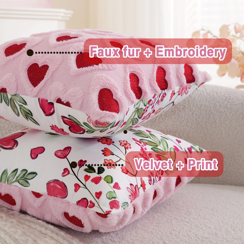 Tikeciti Valentines Day Faux Fur Heart Throw Pillow Covers Love