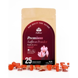 Zaffrus - Premium Saffron Powder for Cooking, Athletes, Specialty Drinks Fans - Pack of 25 (3.125 gr/ .1102 oz)