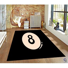 Billiard Pool Table Black Area Rug Carpet (5’ 3” X 7’ 5”)