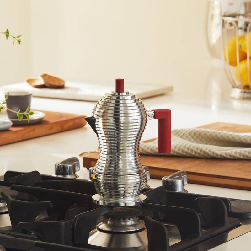 Alessi MDL02/1 R Kaffeekanne, Aluminium, rot, 7.5 x 10.5 x