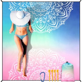 AISPARKY Beach Blanket Waterproof Sandproof Oversized 79" X 83" Lightweight Quick Drying Outdoor Vacation Essentials Picnic Mat for Camping,Travel,Hiking