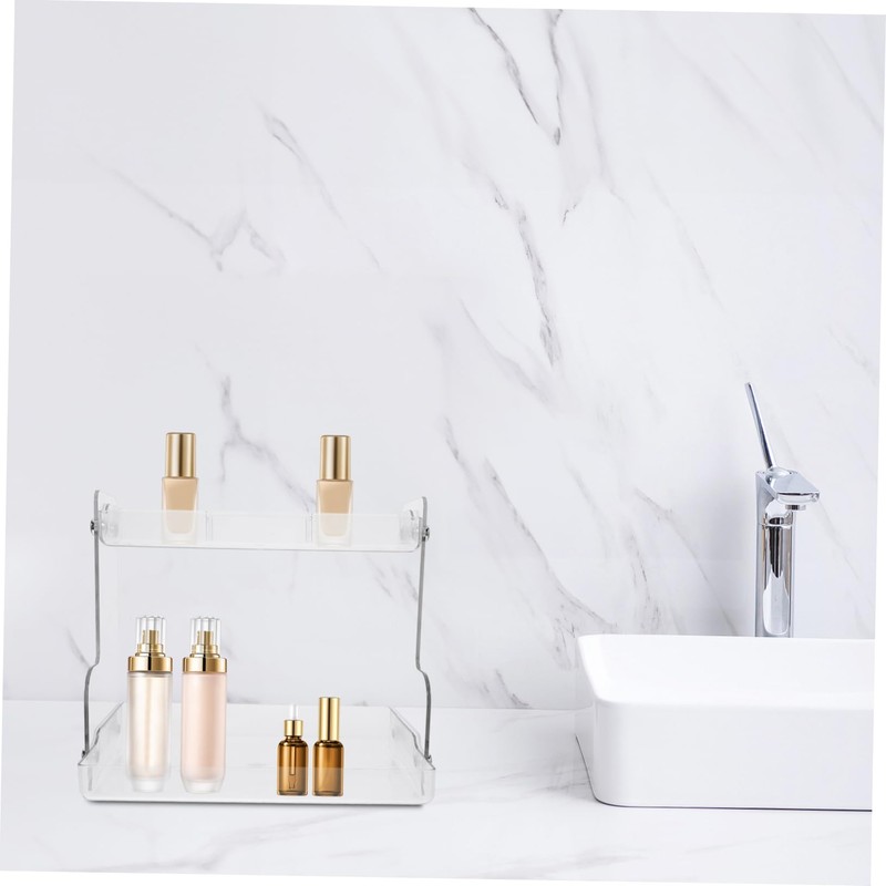 KICHOUSE 2-Tier Cosmetic Storage Organizer Wall-Mounted Vanity Organizer for Bathroom