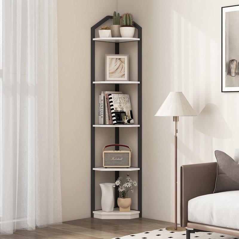 Fun Memories 5 Tier Corner Shelf, 70” Corner Shelf Stand,