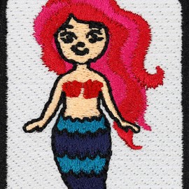 Meerjungfrau Aufnäher Aufbügler Little Mermaid Patch zum annähen/aufbügeln | kleine Meerjungfrau Flicken mit Stickerei Mädchen Geschenk Kinder Applikation für alle Stoffe | 75x75mm