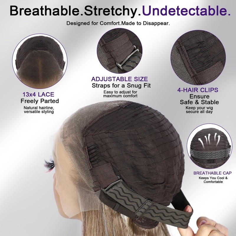 Ash Brown Body Wavy Glueless 13×4 Synthetic Lace Front Wig