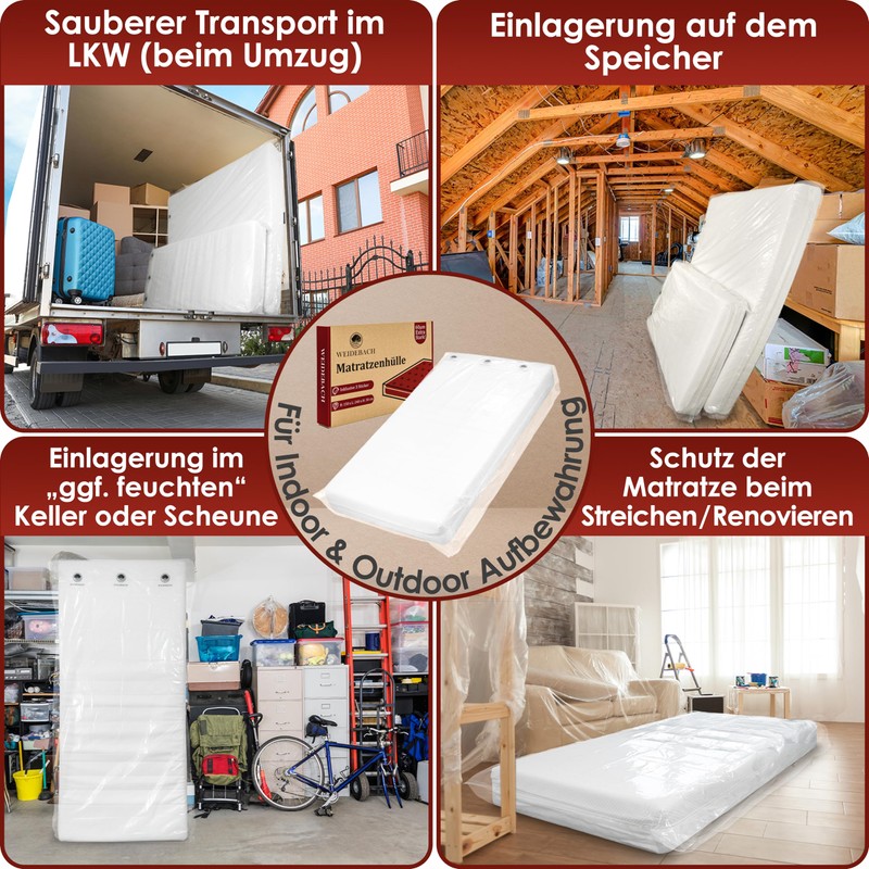 WEIDEBACH® Robust Mattress Cover, Vacuum Bag for Single Mattresses with