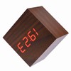 6x6x6cm Wooden Electronic Digital Alarm Desk Clock Temperature LED Display
