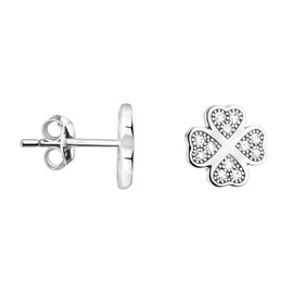 SOFIA MILANI - Women's Earrings 925 Silver - Stud Earrings as Clover Leaf - 20257, Sterling Silver, Cubic Zirconia