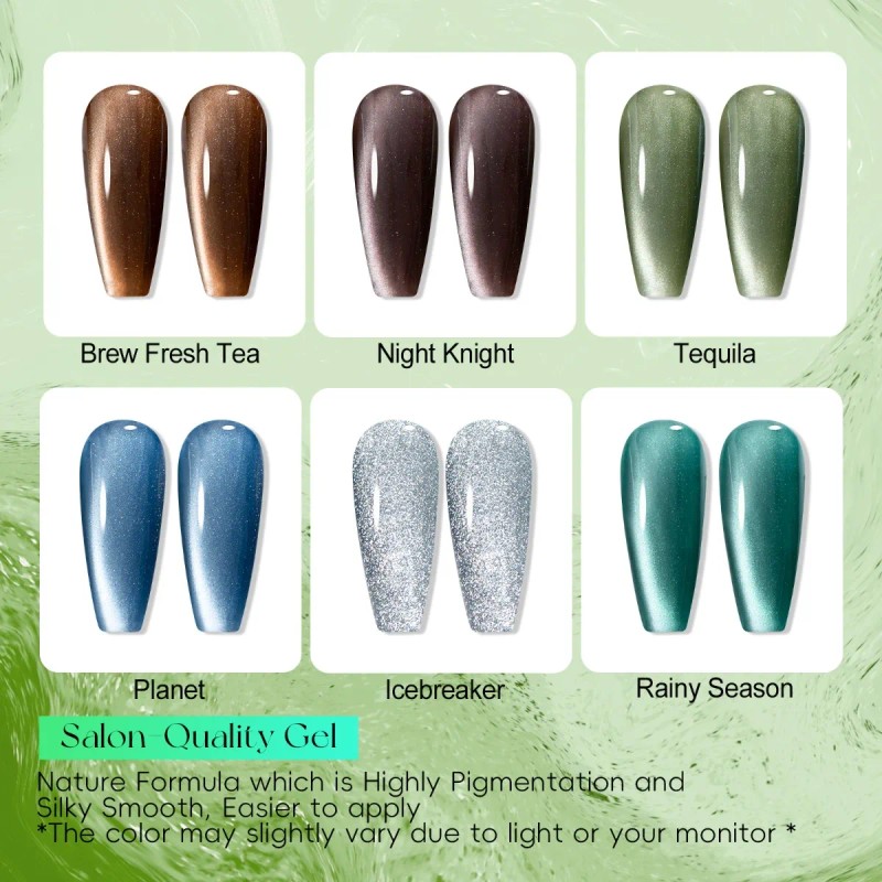 Esmaltes Uñas Gel Efecto Ojo Gato 6 Unidades 12 Ml+