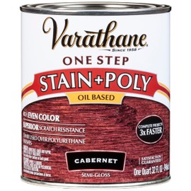 Varathane 225248H Oil-Based One Step Stain + Poly, Quart, Cabernet