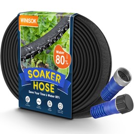Winisok 50FT Thickened Flat Soaker Hose, Heavy Duty Double Layer Watering Hoses, Save 80% Water, Flexible Leakproof, Drip Irrigation Tubing for Garden Beds and Lawns