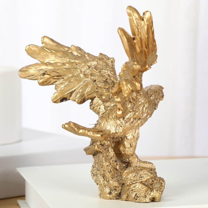 H&W Golden Eagle Statue, Flying Wild Bird Eagle Decorative Bronze