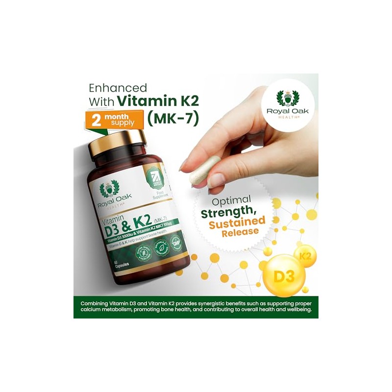 Vitamin D3 K2 High Strength MK7 Supplement (Vitamin D 3000